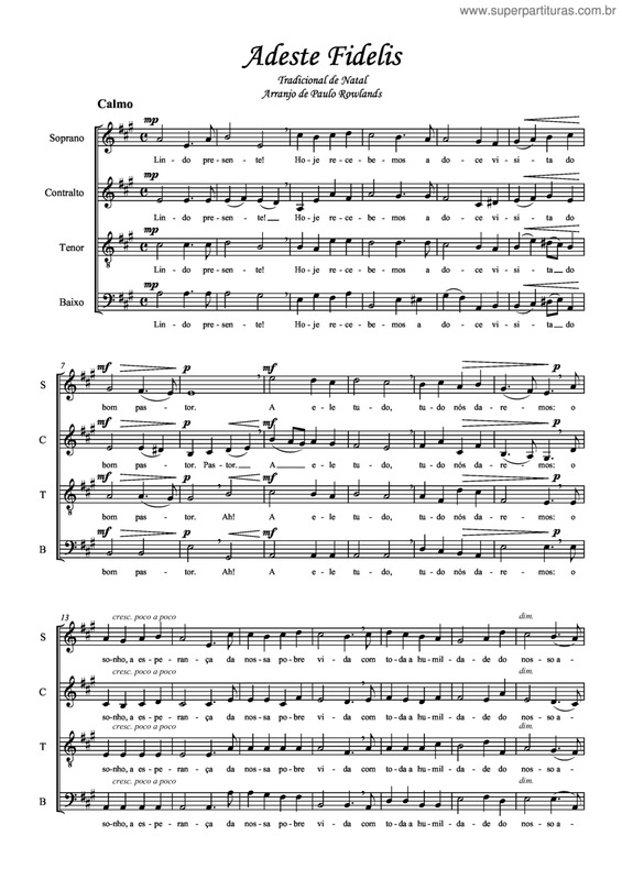 Partitura da música Adeste Fidelis