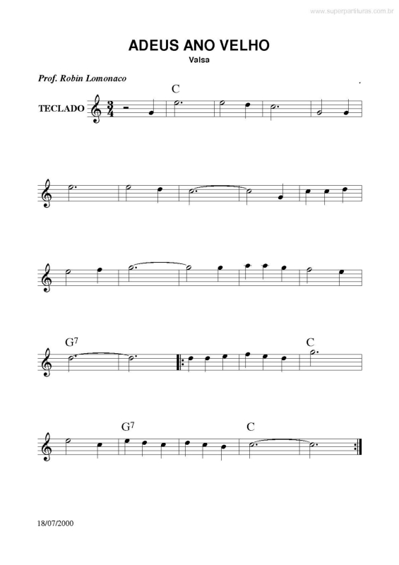 Partitura da música Adeus Ano Velho (Fim de Ano)