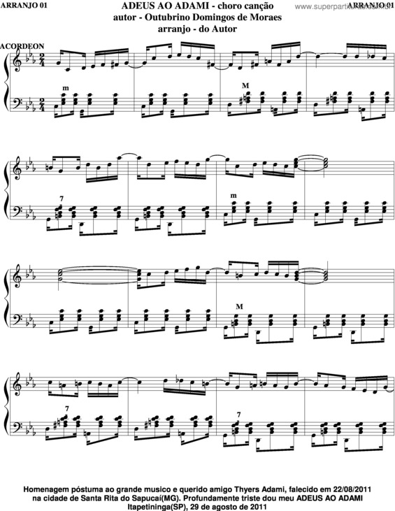 Partitura da música Adeus Ao Adami v.2