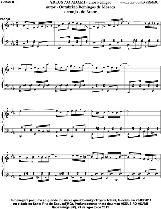 Partitura da música Adeus Ao Adami v.3