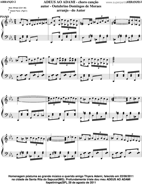 Partitura da música Adeus Ao Adami v.6