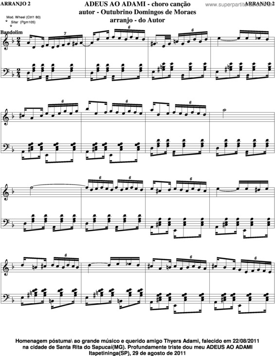 Partitura da música Adeus Ao Adami v.8