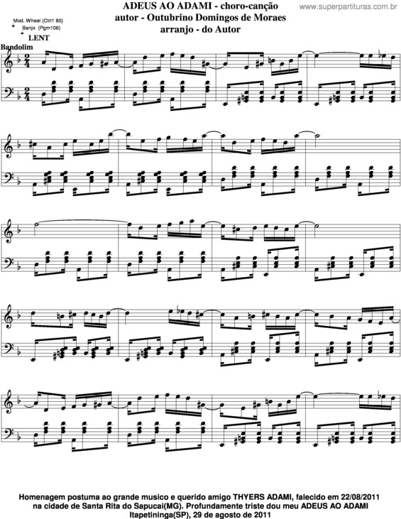 Partitura da música Adeus Ao Adami v.9