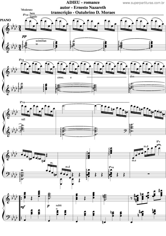 Partitura da música Adieux