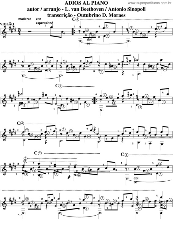 Partitura da música Adios Ao Piano