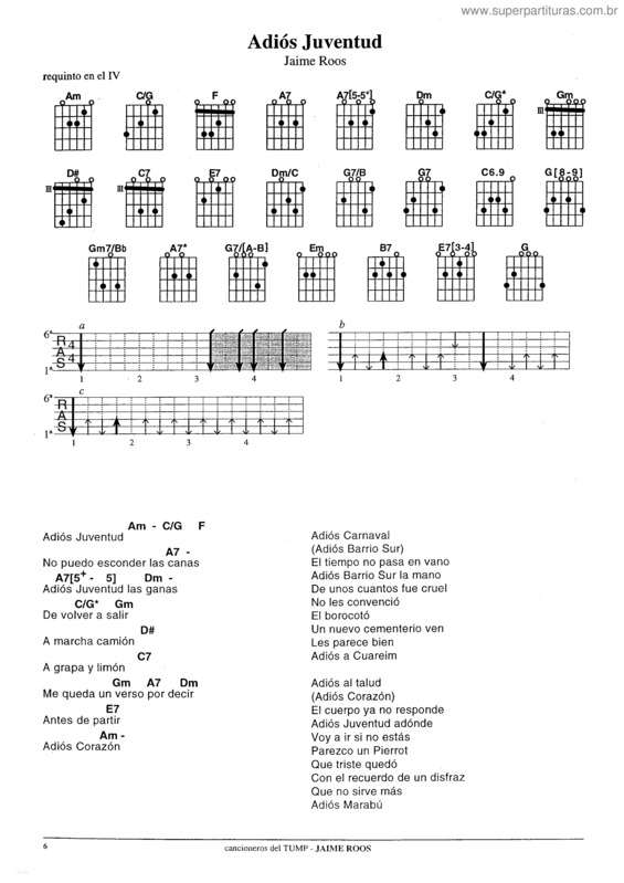 Partitura da música Adiós Juventud