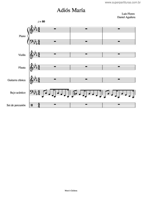 Partitura da música Adiós María