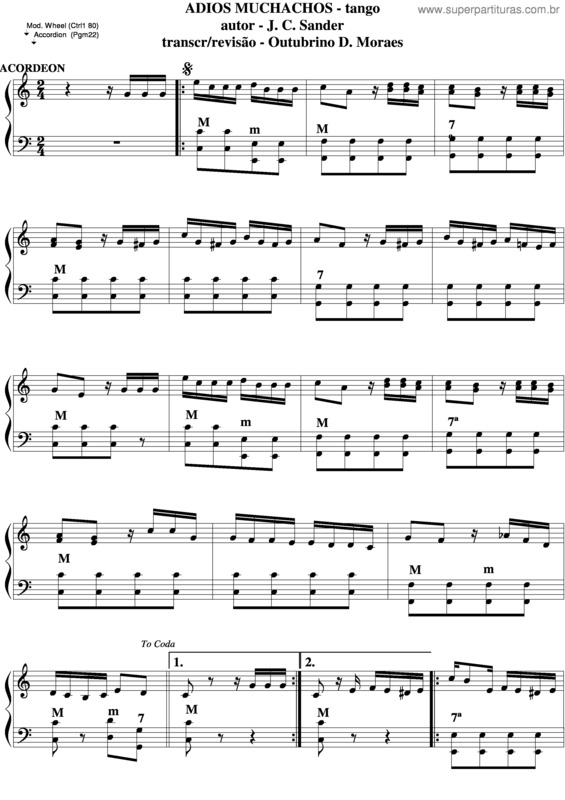 Partitura da música Adios Muchachos v.2