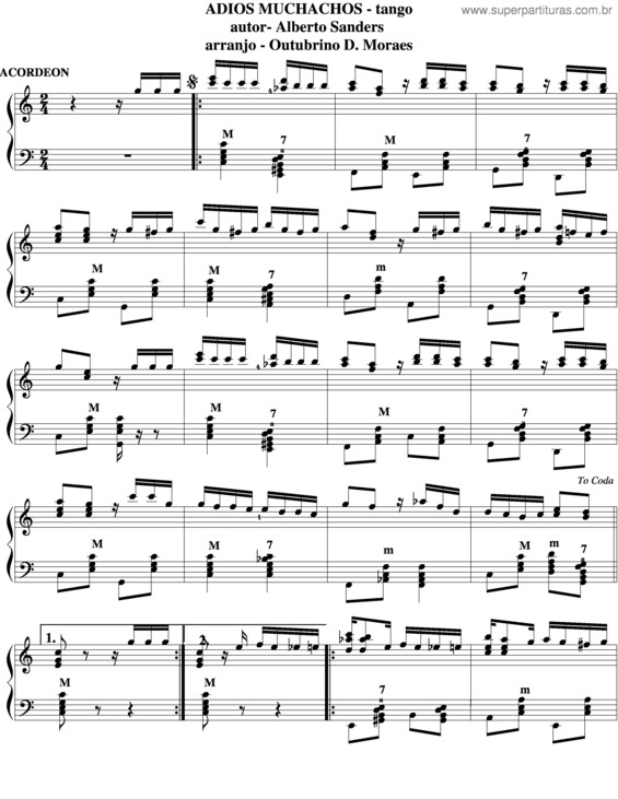 Partitura da música Adios Muchachos v.3