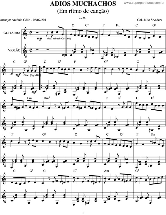 Partitura da música Adios Muchachos v.7