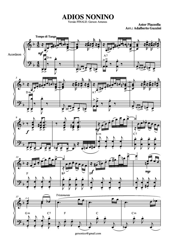 Partitura da música Adios Nonino v.8