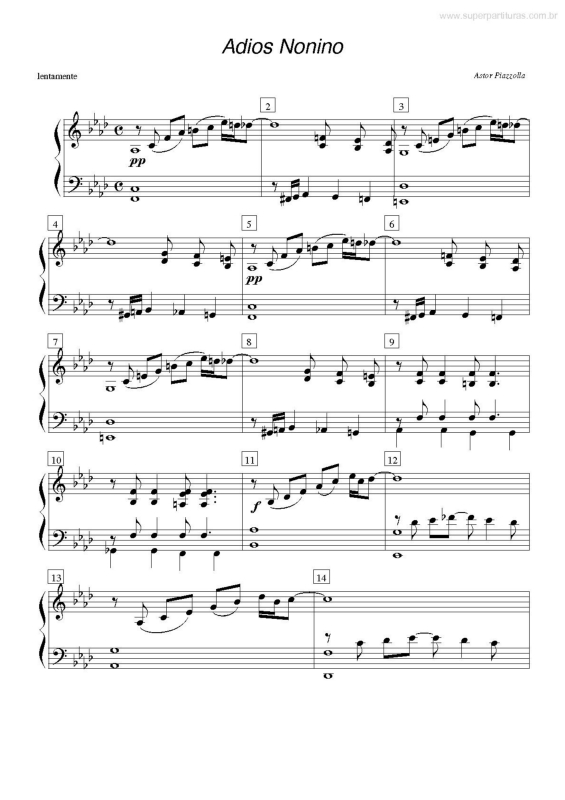 Partitura da música Adios Nonino