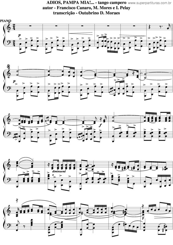 Partitura da música Adios Pampa Mia v.3