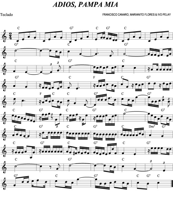 Partitura da música Adios Pampa Mia v.5
