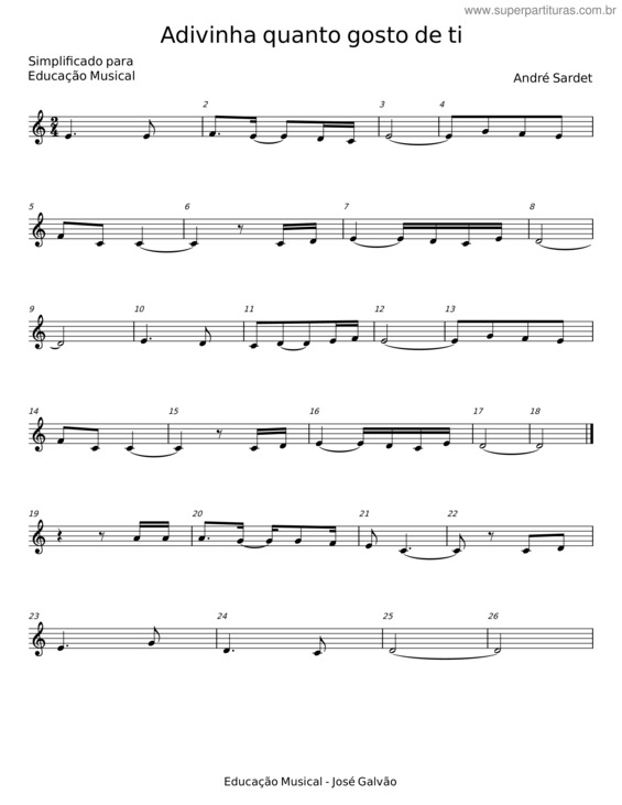 Partitura da música Adivinha Quanto Gosto De Ti – André Sardet
