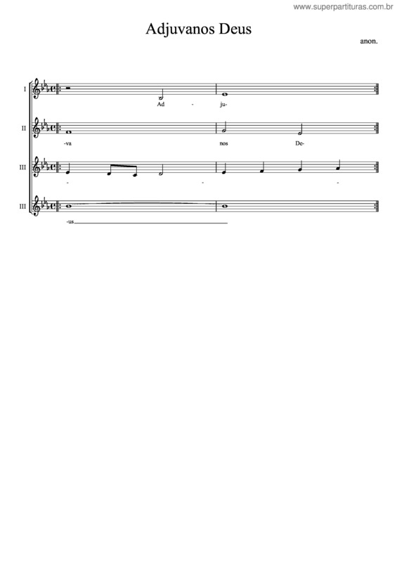 Partitura da música Adjuvanos Deus