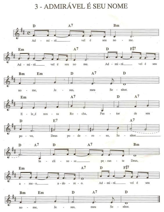 Partitura da música Admirável é Seu Nome