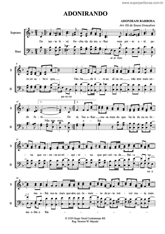 Partitura da música Adonirando