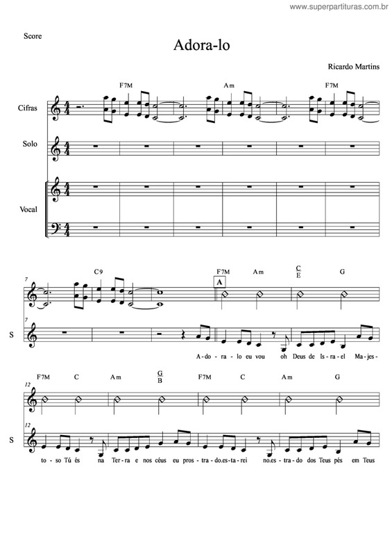 Partitura da música Adora-Lo