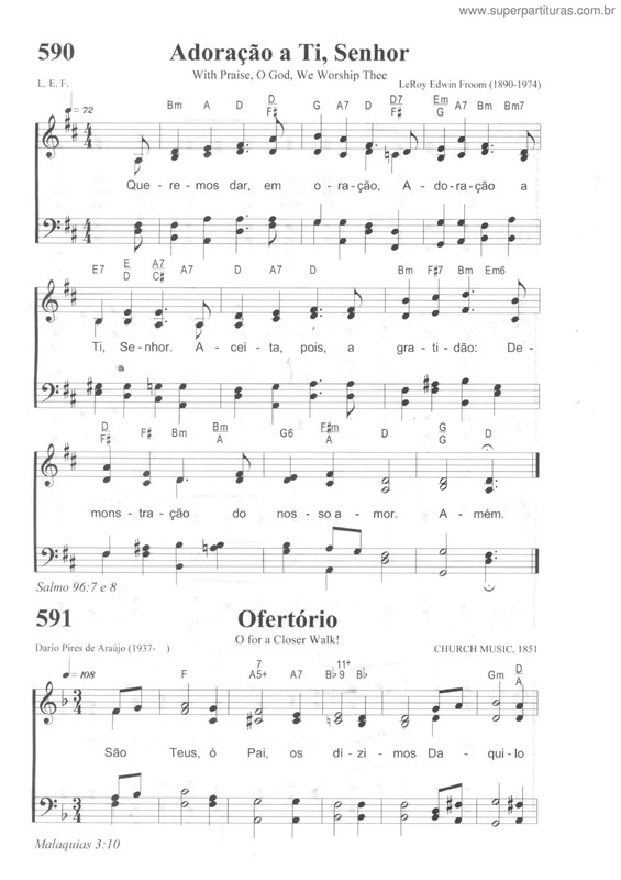 Partitura da música Adoração A Ti, Senhor