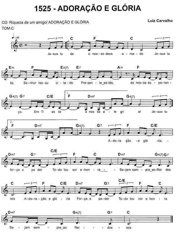 Partitura da música Adoração E Glória v.2