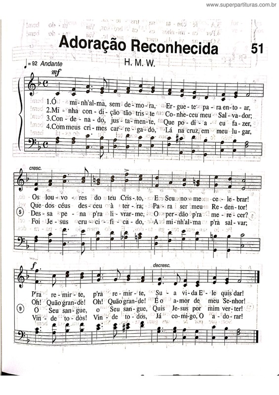 Partitura da música Adoração Reconhecida v.2