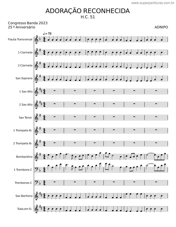 Partitura da música Adoração Reconhecida v.3