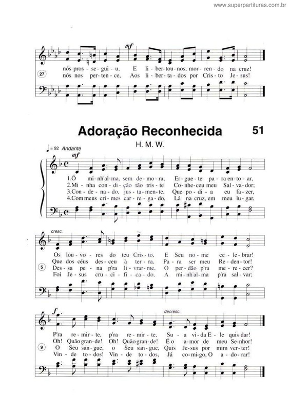 Partitura da música Adoração Reconhecida