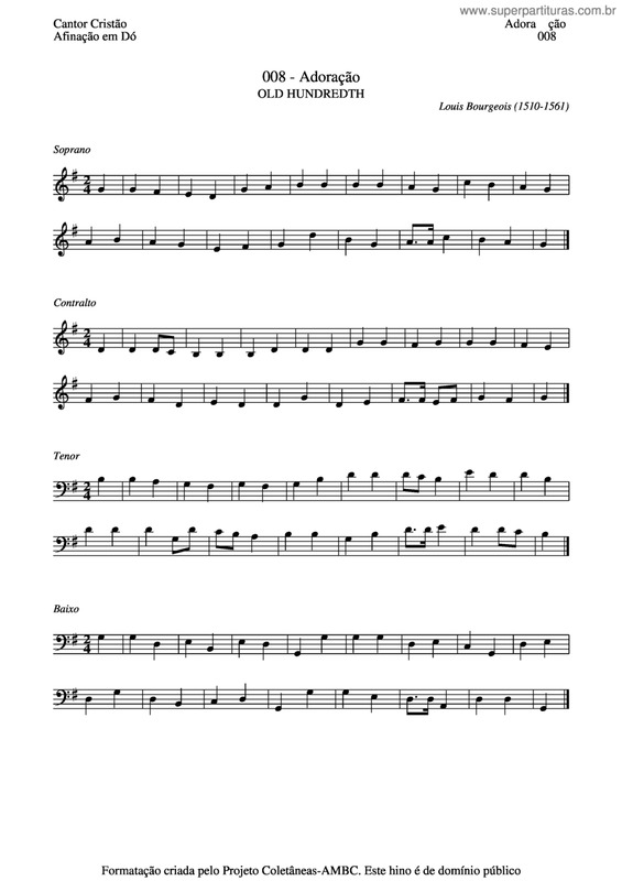 Partitura da música Adoração v.6