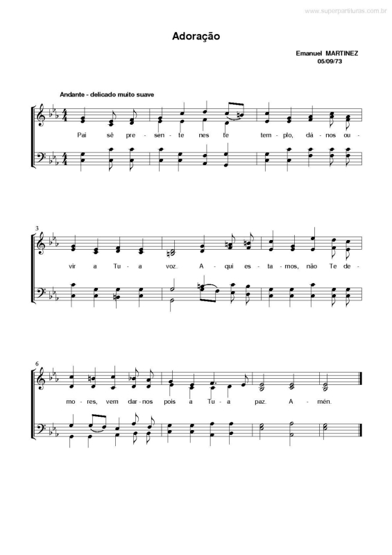 Partitura da música Adoração