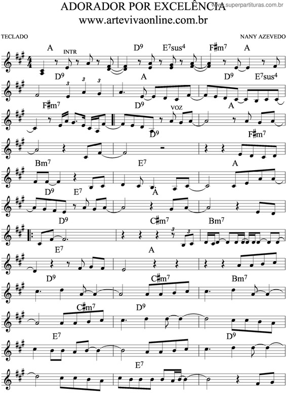 Partitura da música Adorador Por Excelência v.2