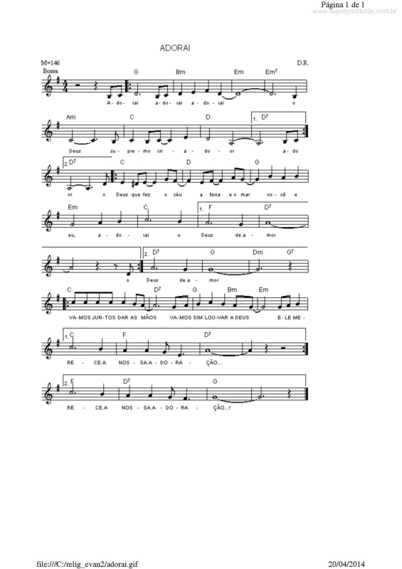 Partitura da música Adorai