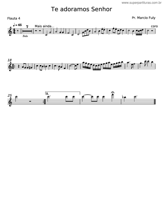 Partitura da música Adoramos–Te Senhor – Pr Márcio De B Fuly v.2