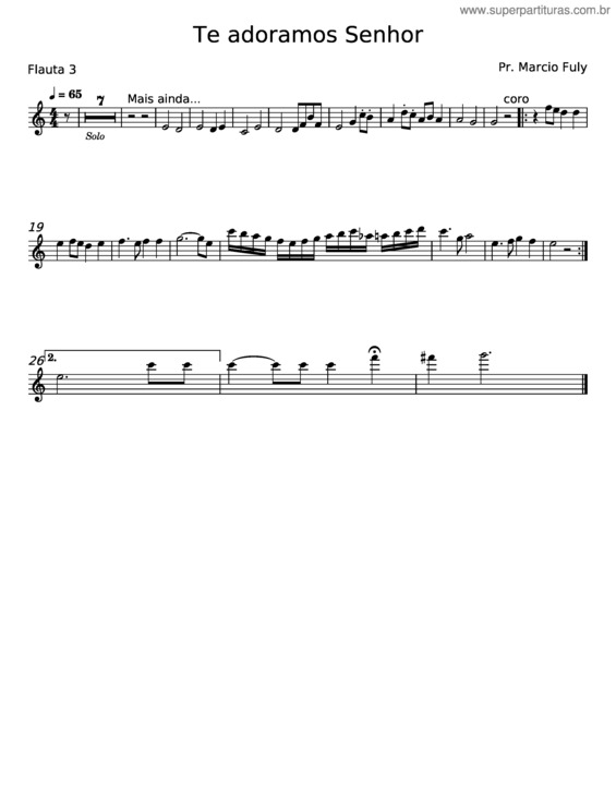 Partitura da música Adoramos–Te Senhor – Pr Márcio De B Fuly v.3