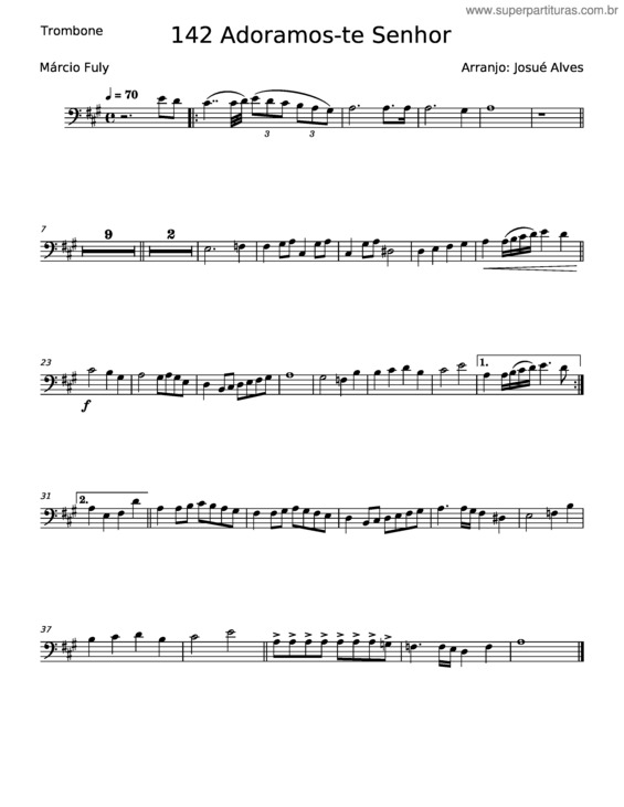 Partitura da música Adoramos–Te Senhor – Pr Márcio De B Fuly v.5