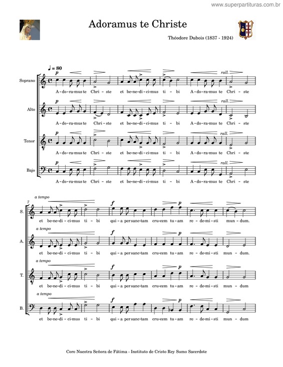Partitura da música Adoramus Te Christe – Théodore Dubois