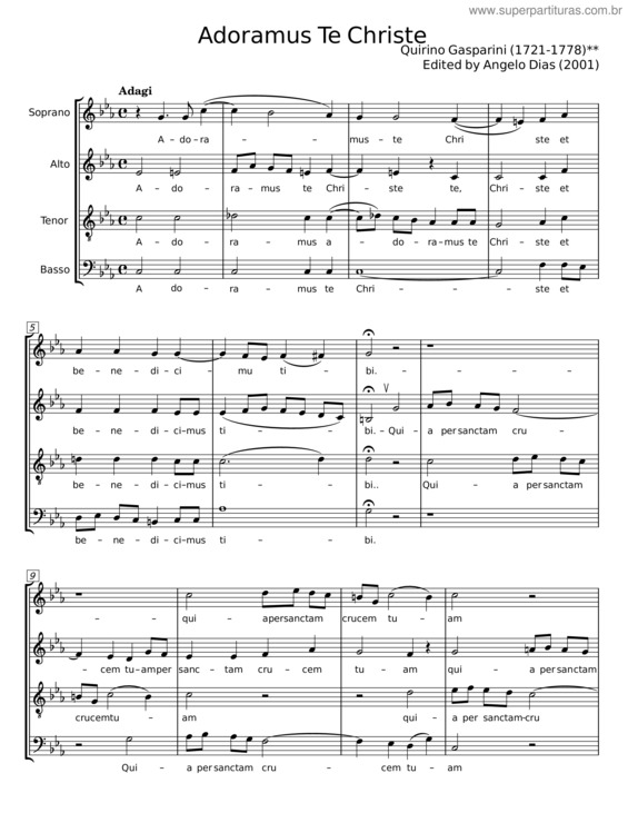 Partitura da música Adoramus Te Christe