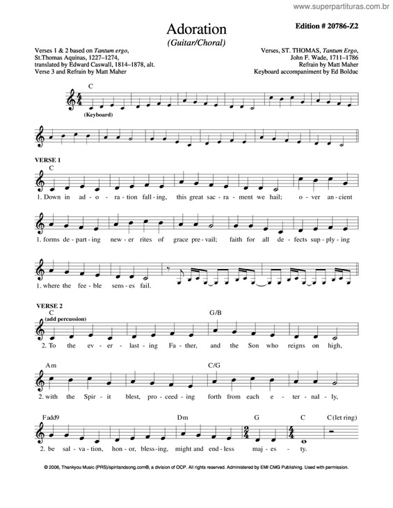 Partitura da música Adoration