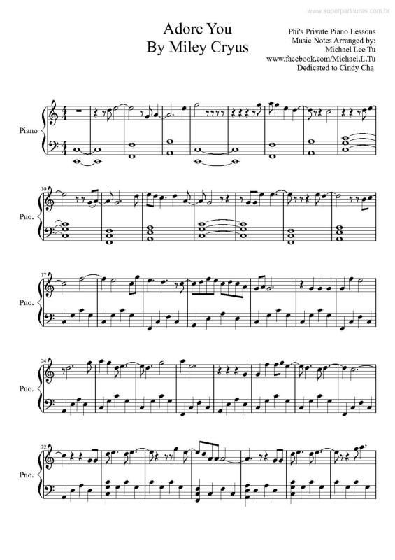 Partitura da música Adore You