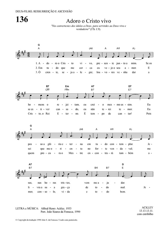 Partitura da música Adoro O Cristo Vivo