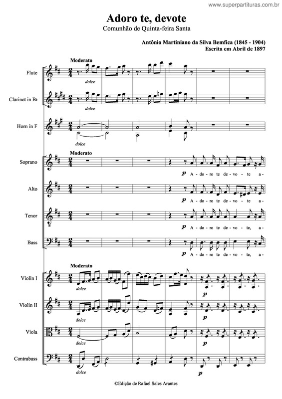 Partitura da música Adoro Te, Devote