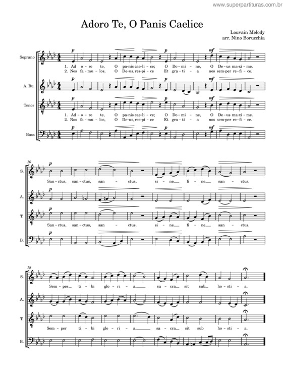 Partitura da música Adoro Te, O Panis Caelice – Arr. Borucchia