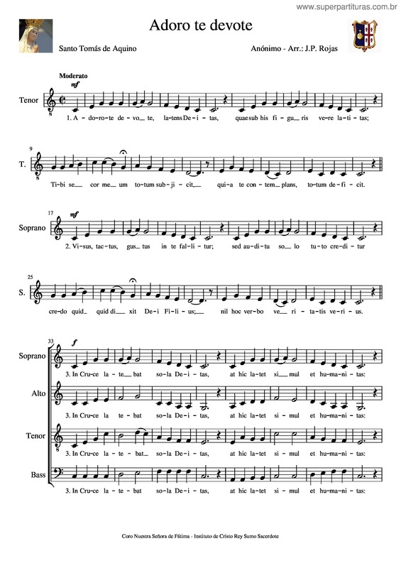Partitura da música Adoro Te Devote – Fcc