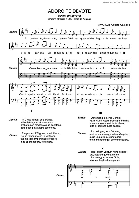 Partitura da música Adoro Te Devote (Canto Gregoriano)