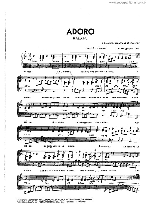 Partitura da música Adoro v.2