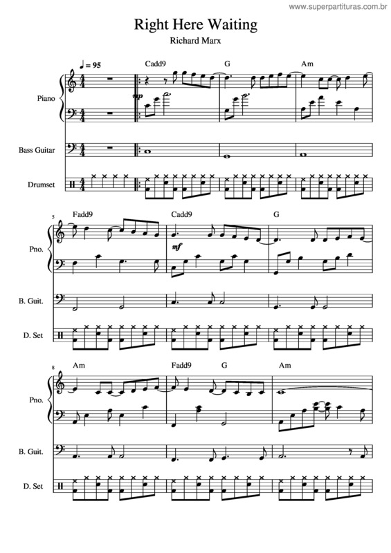 Partitura da música Aeb04–Right Here Waiting