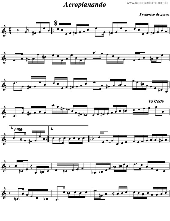 Partitura da música Aeroplanando