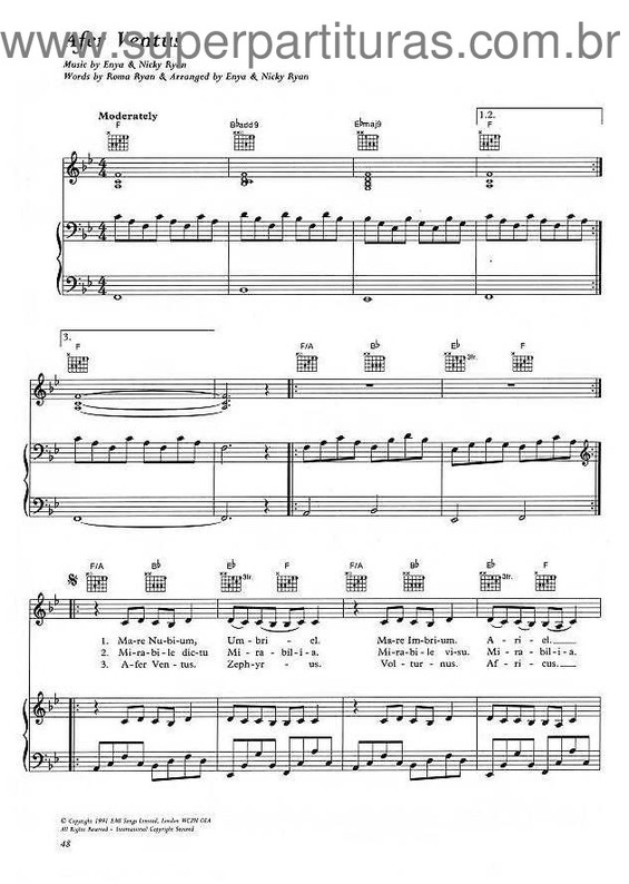 Partitura da música Afer Ventus