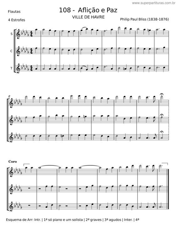 Partitura da música Aflição E Paz – Philip Paul Bliss