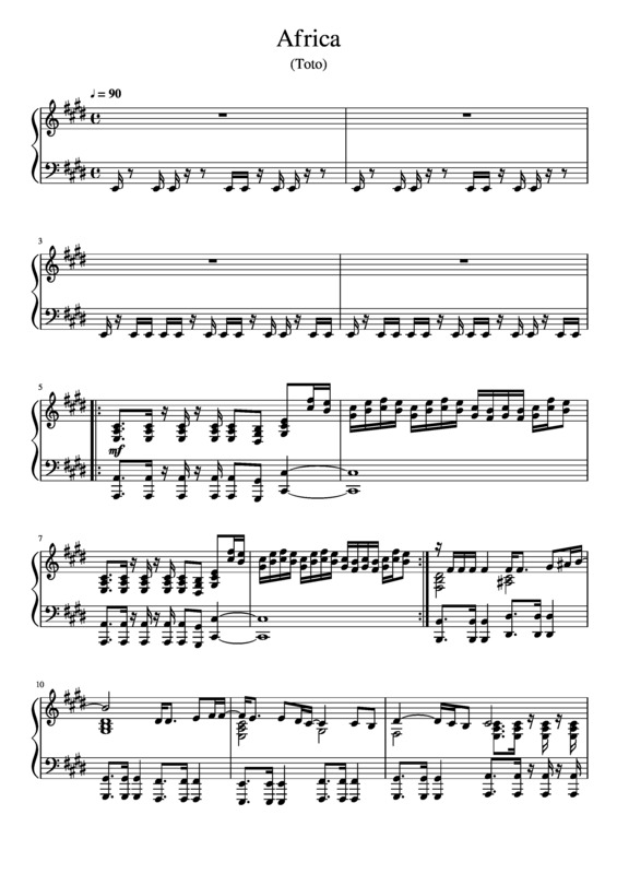 Partitura da música Africa v.3